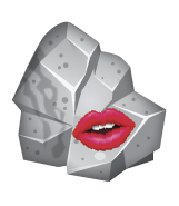 an emoji rock with emoji lips