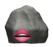 an emoji rock with emoji lips