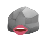 an emoji rock with emoji lips