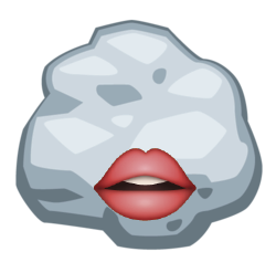 an emoji rock with emoji lips