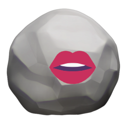 an emoji rock with emoji lips